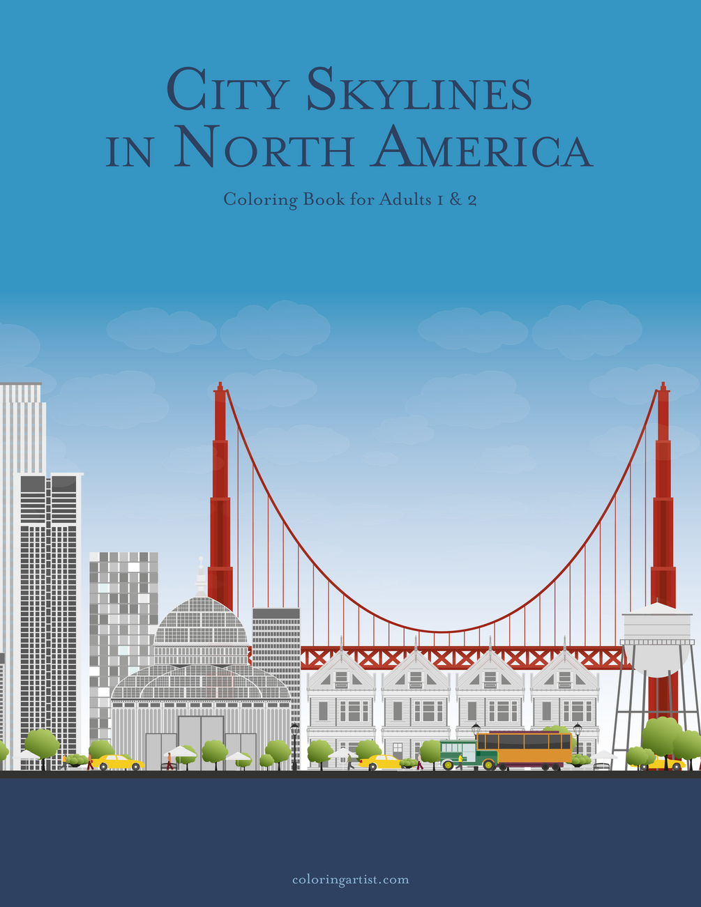 City Skylines In North America Coloring Book For Adults 1 2