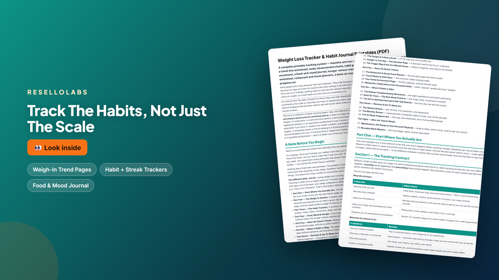 Look inside Weight Loss Tracker & Habit Journal Printables (PDF) — real pages