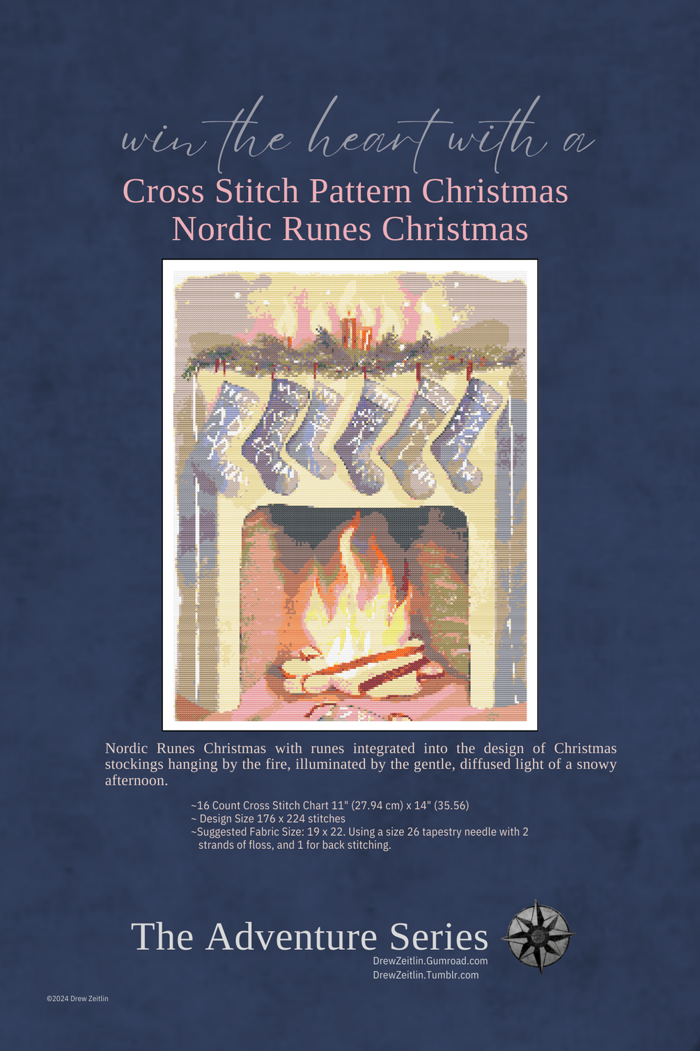 Cross Stitch Pattern Christmas Nordic Runes Christmas