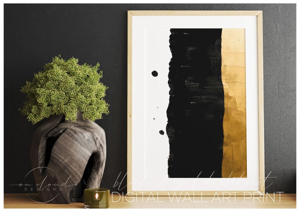 Black & Gold Wall Art / Abstract Modern Decor Wall Art Printable Poster