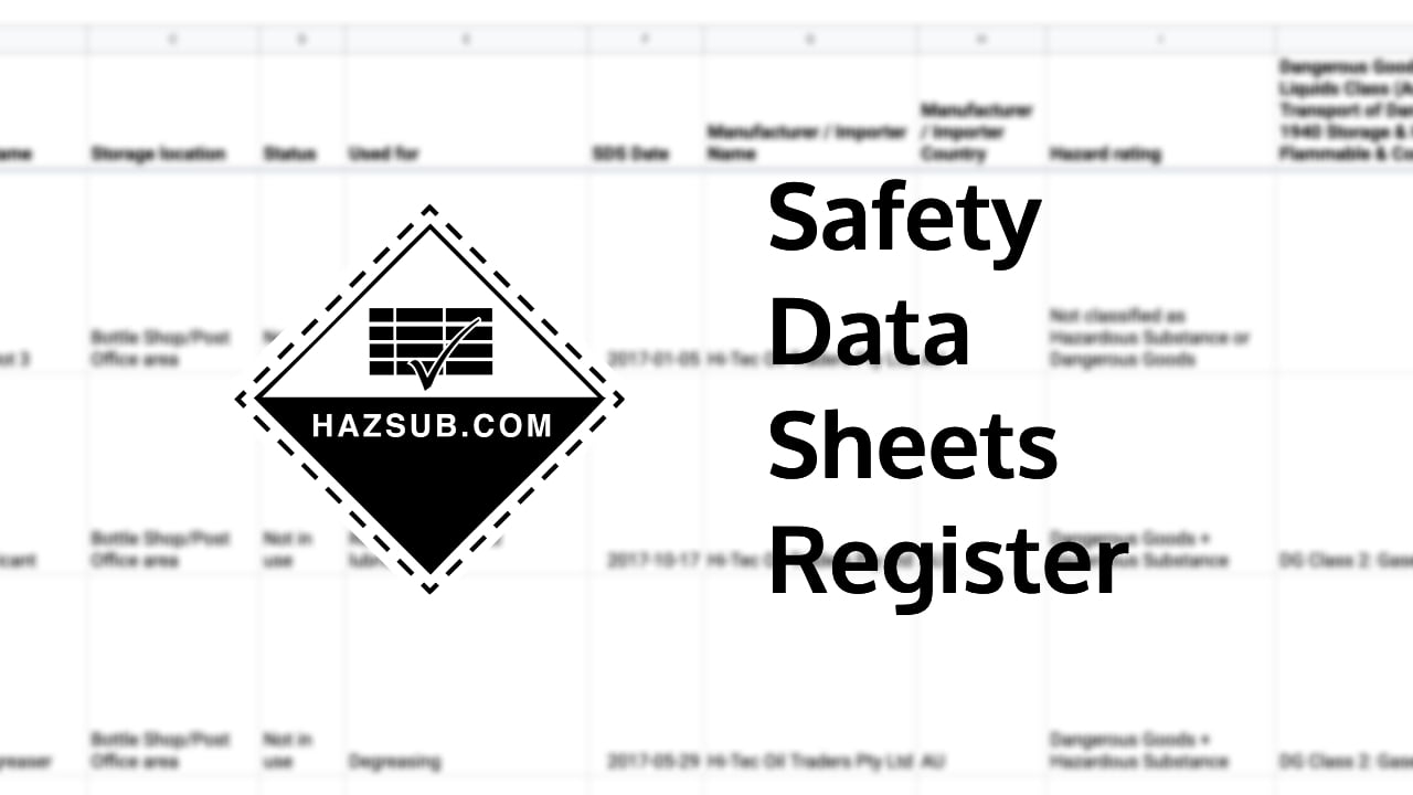 Safety Data Sheets (SDS) Register