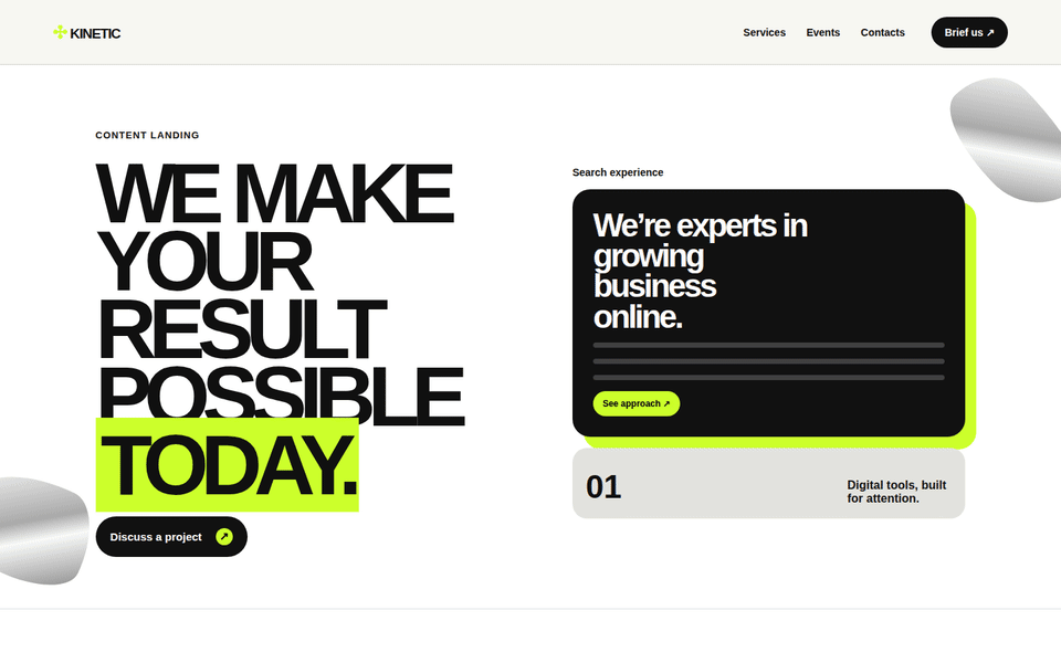 Wide desktop walkthrough GIF for Kinetic Growth — Growth Agency Website Template