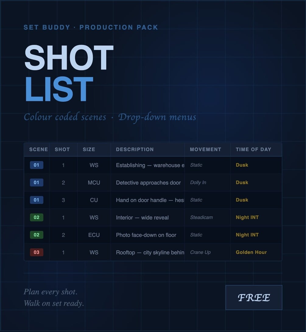 Shot List Template preview