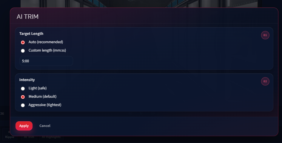 AKARI Studio AI Trim Feature