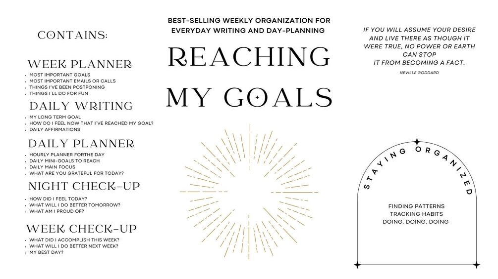 Reaching My Goals Weekly Planner Daily Planner And Journaling Tool