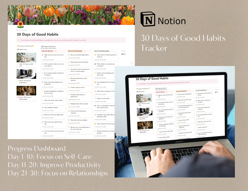 30 days of good habits notion template notion good habits tracker