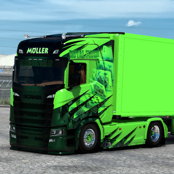 Scania 660S Muller "Royal Flush" Combo Skin (Scania S SCS & Eugene) by Aggelos Psimadas Customs