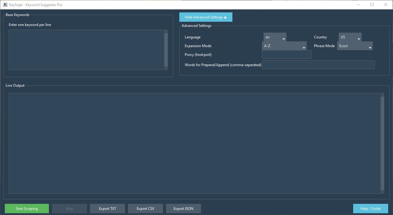 Main KeySage Interface