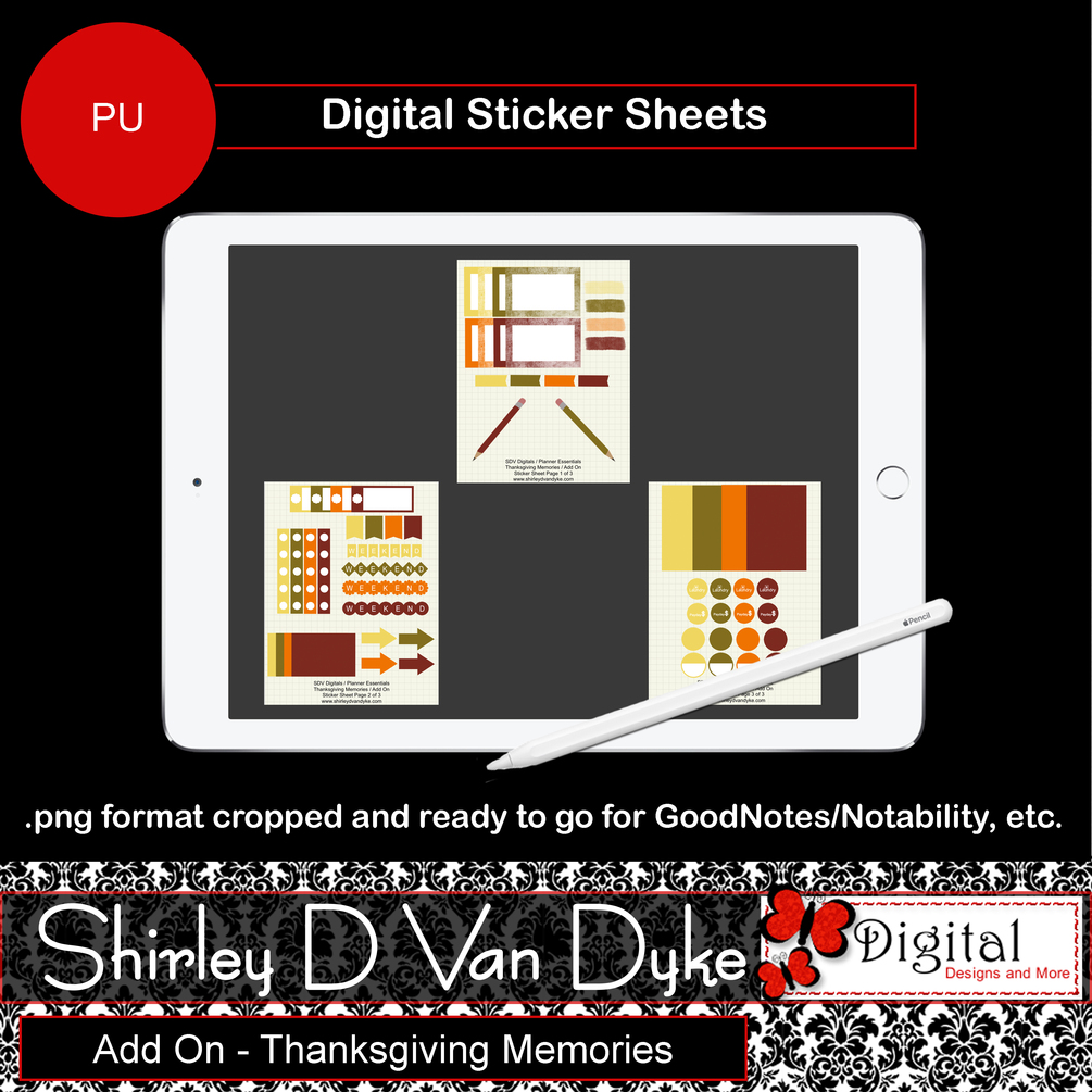 Digital Sticker Sheet Planner Essentials Add On Thanksgiving Memories
