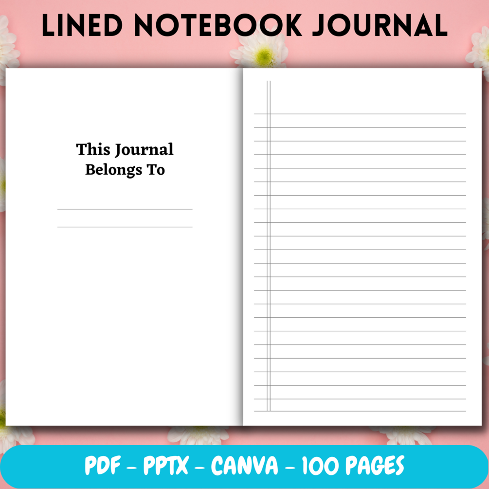 Free Printable Lined Notebook Journal KDP Interior Templates 100 pages