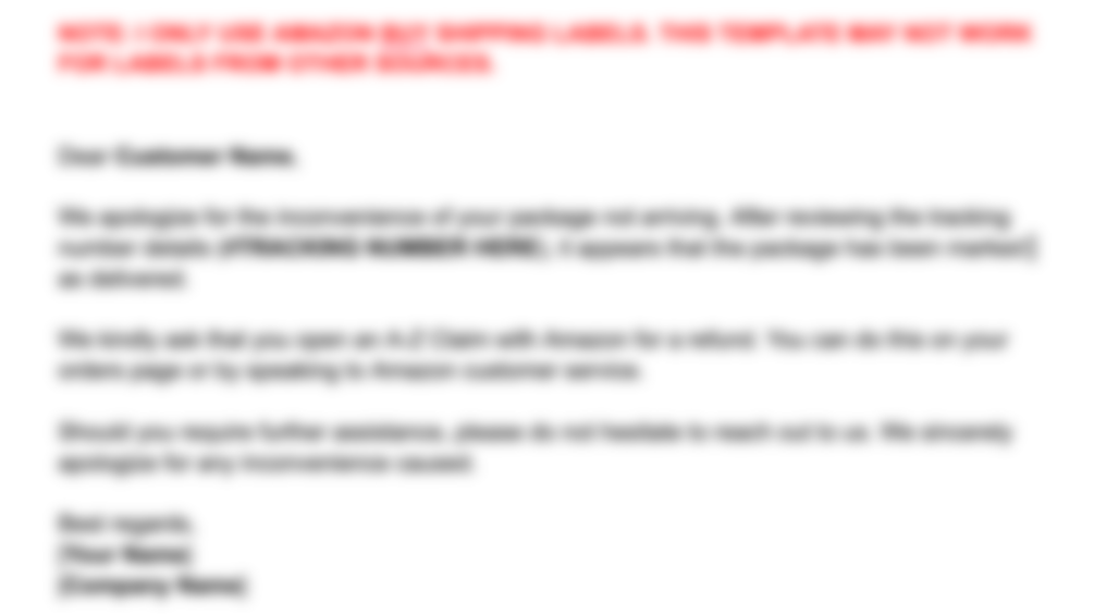 Amazon FBM AZ claim template