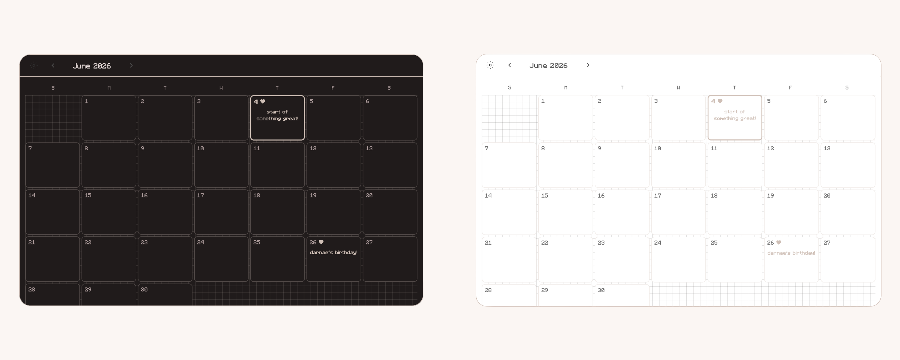 aesthetic calendar and notion widget.