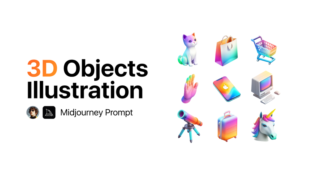 3d-objects-illustration-midjourney-prompt