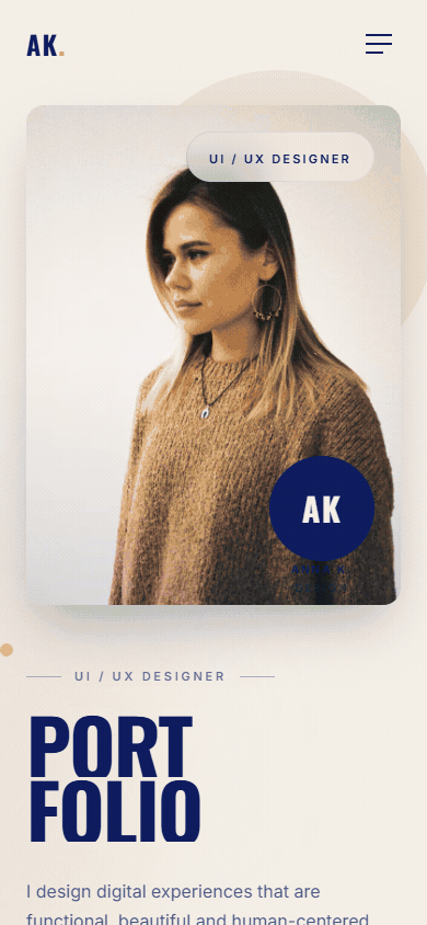 Mobile walkthrough for Anna K — Premium Personal Portfolio Website Template (HTML + WordPress + Elementor)