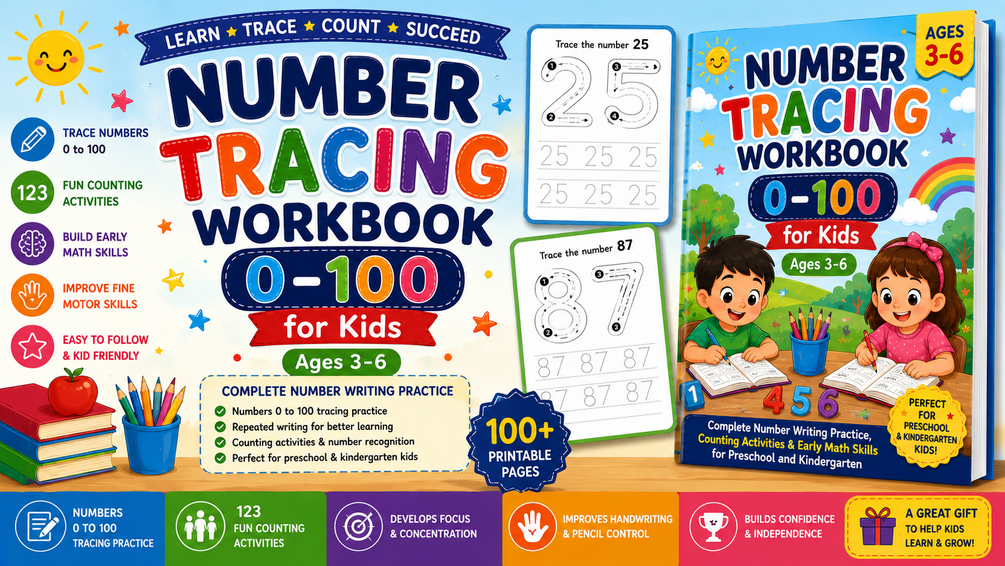 Number Tracing Workbook 0-100