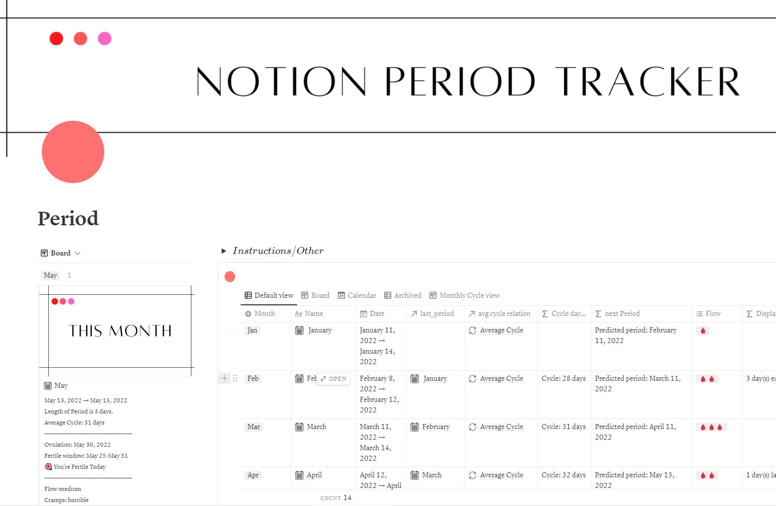Notion Period Tracker Has A New Look NellieNotion Templates Creator