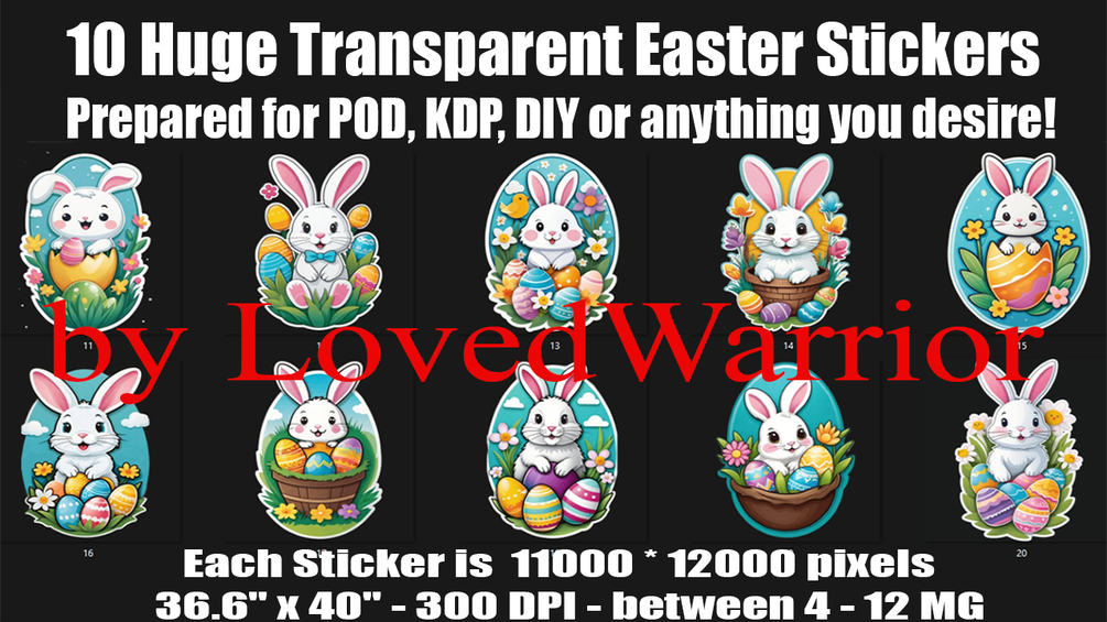 10 Huge Transparent Easter PNG Stickers - Low MB - Set 2