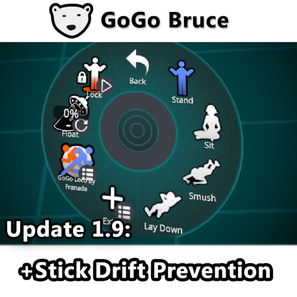 GoGo Bruce - Alternative GoGo Loco Menu + Stick Drift Prevention [VRChat / VRCFury]