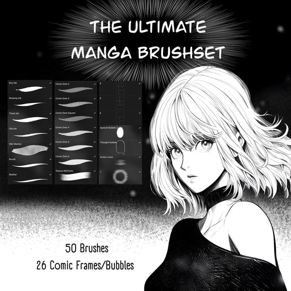 Procreate Manga Brushset 50 Brushes 20 Stamps by Celine