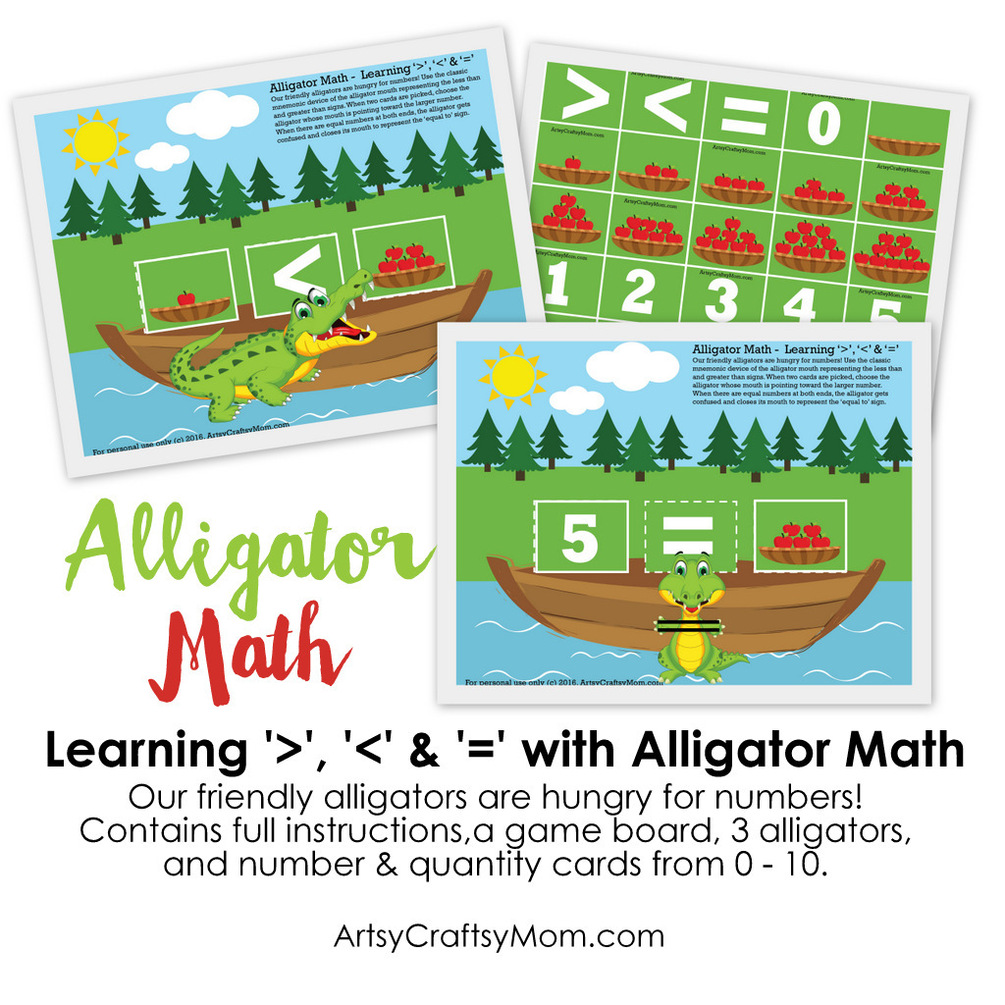 Printable Alligator Math Game