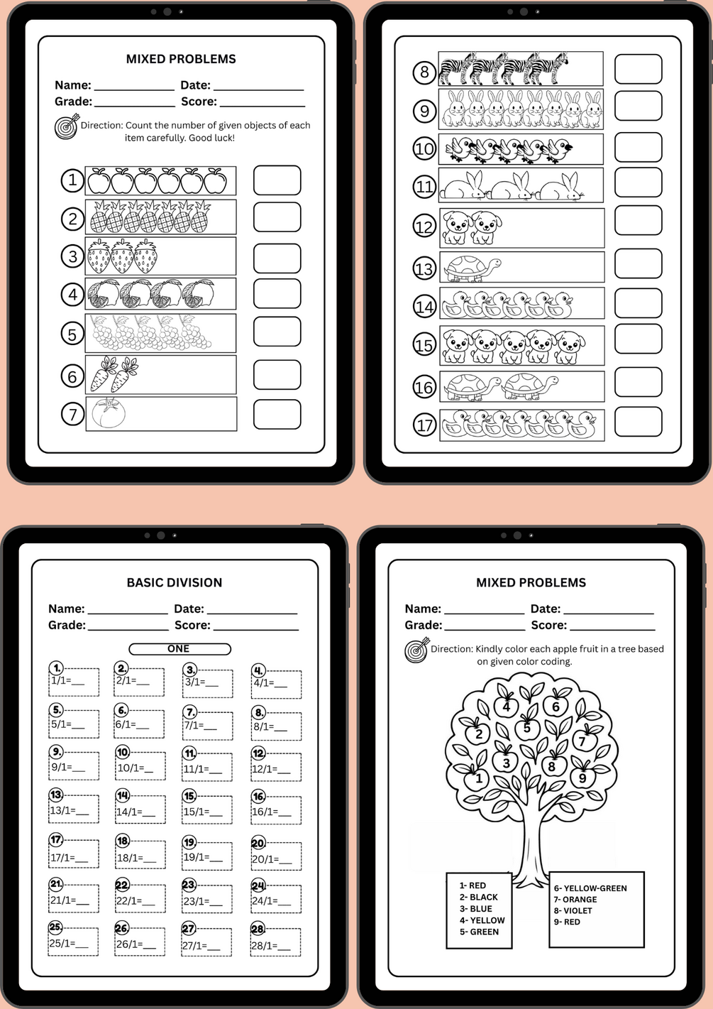 PRINTABLE MATH WORKSHEETS THAT HAVE 2000+ BASIC MATH PROBLEMS FOR KIDS ...