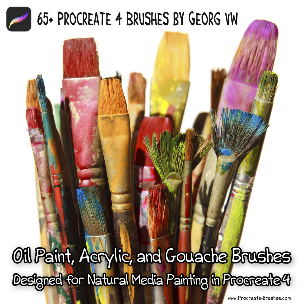 Procreate 4 Paint Bundle: 65+ Natural Media Paint Brushes by GeorgBrush.club | 2000+ Procreate Brushes