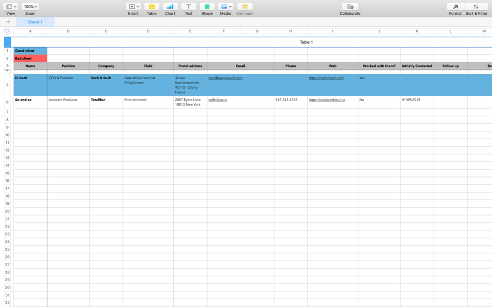 excel spreadsheet contact list template