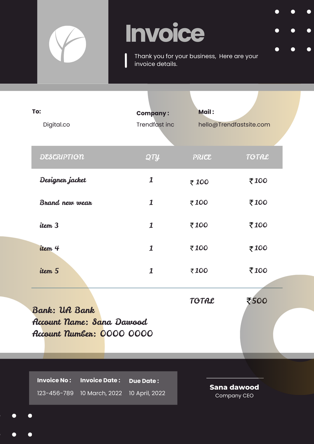 Indian Small Business Invoice Template (Canva Editable)