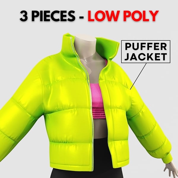 Outfit Puffer Jacket Green and Top with Bike Shorts | WOLVES STUDIO