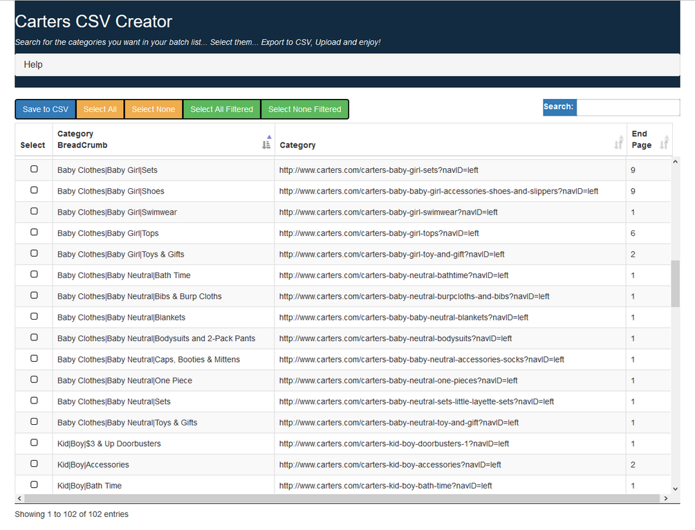 Tactical Arbitrage - Carters CSV Batch File Creator