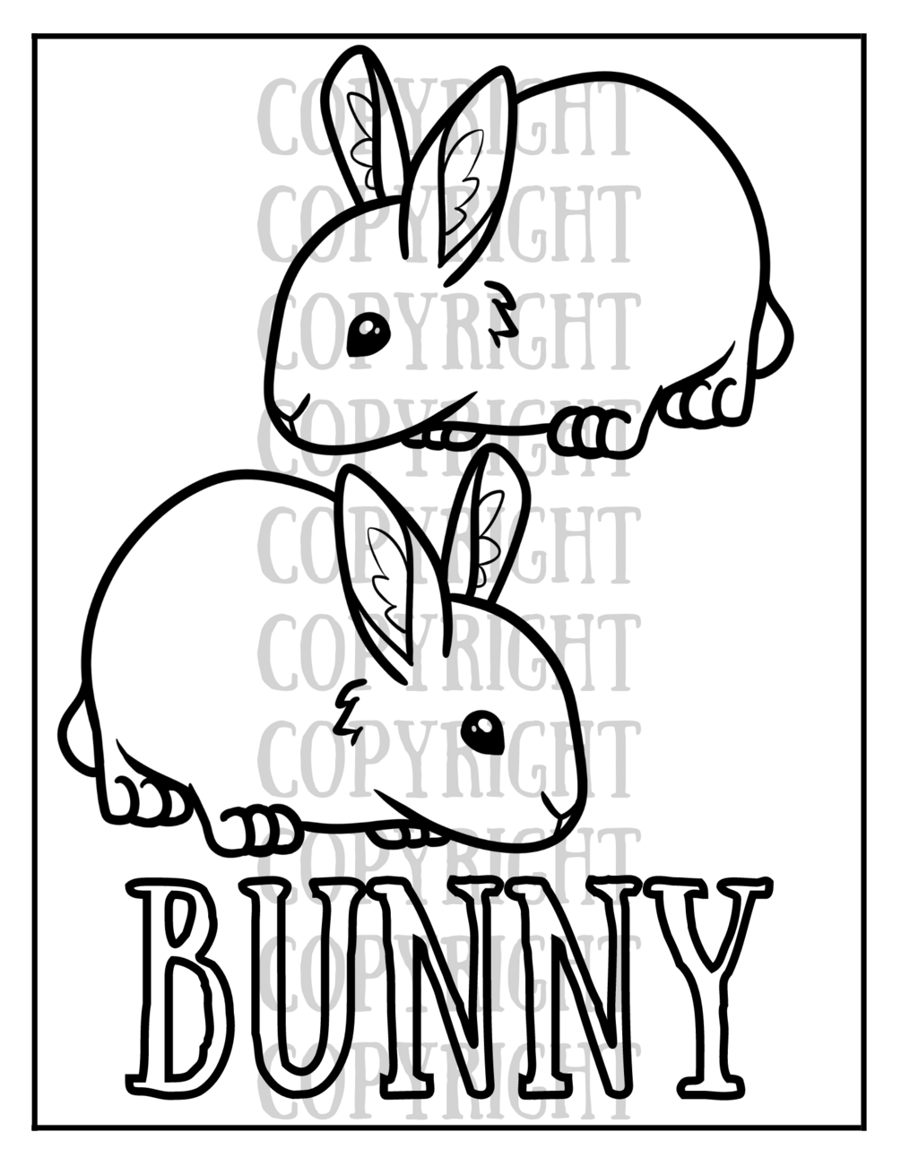 Bunny cute creatures coloring book single coloring page 