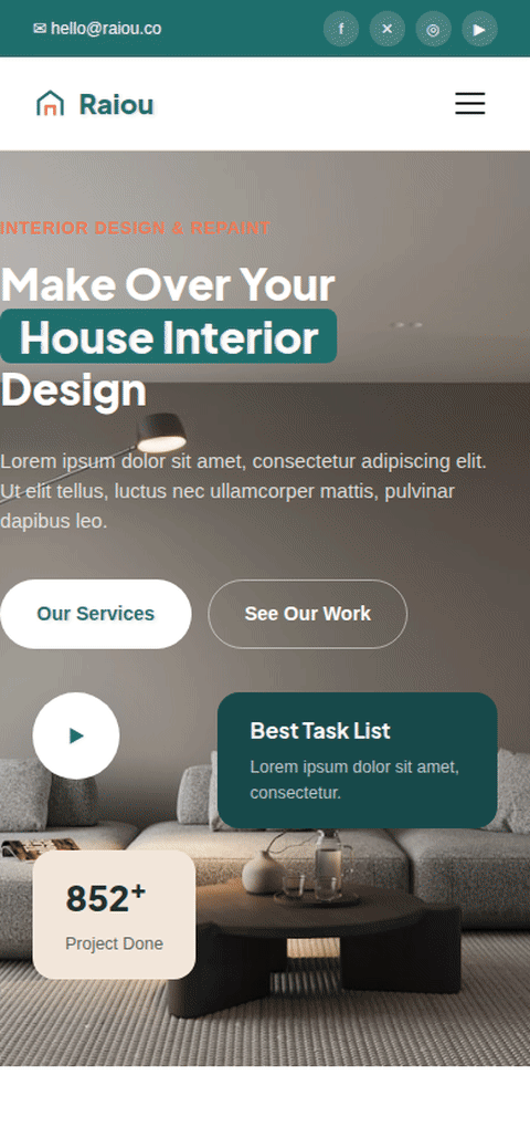 Desktop screenshot for Raiou — Interior Design Website Template