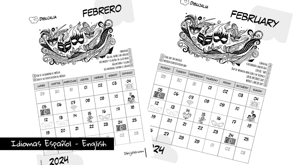 Calendario 2024 Ilustrado Español - Dibujo #2867 - Dibujalia - Los