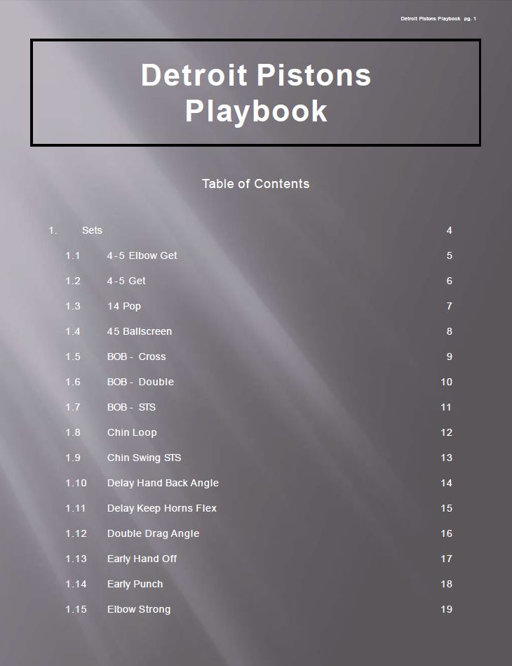 Detroit Pistons Playbook