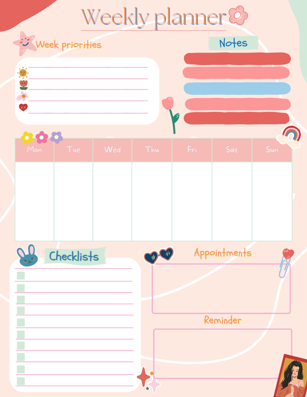 Kawaii Digital weekly planner💗