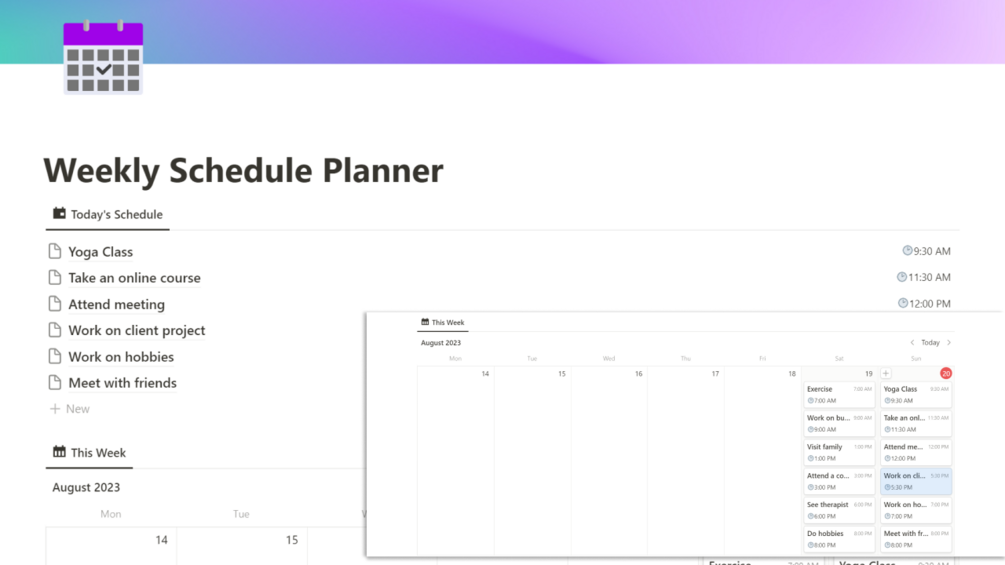 Weekly Schedule Notion Template