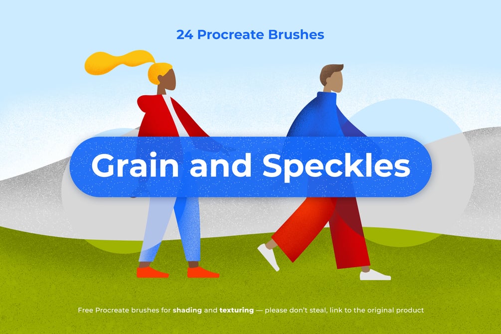 24 Grain and Speckle brushes for Procreate by friday supply