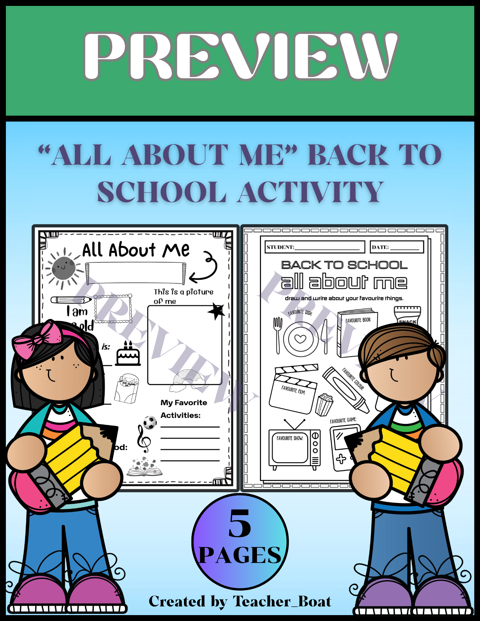 All About Me - Back to School Activities Worksheets | First Week of School