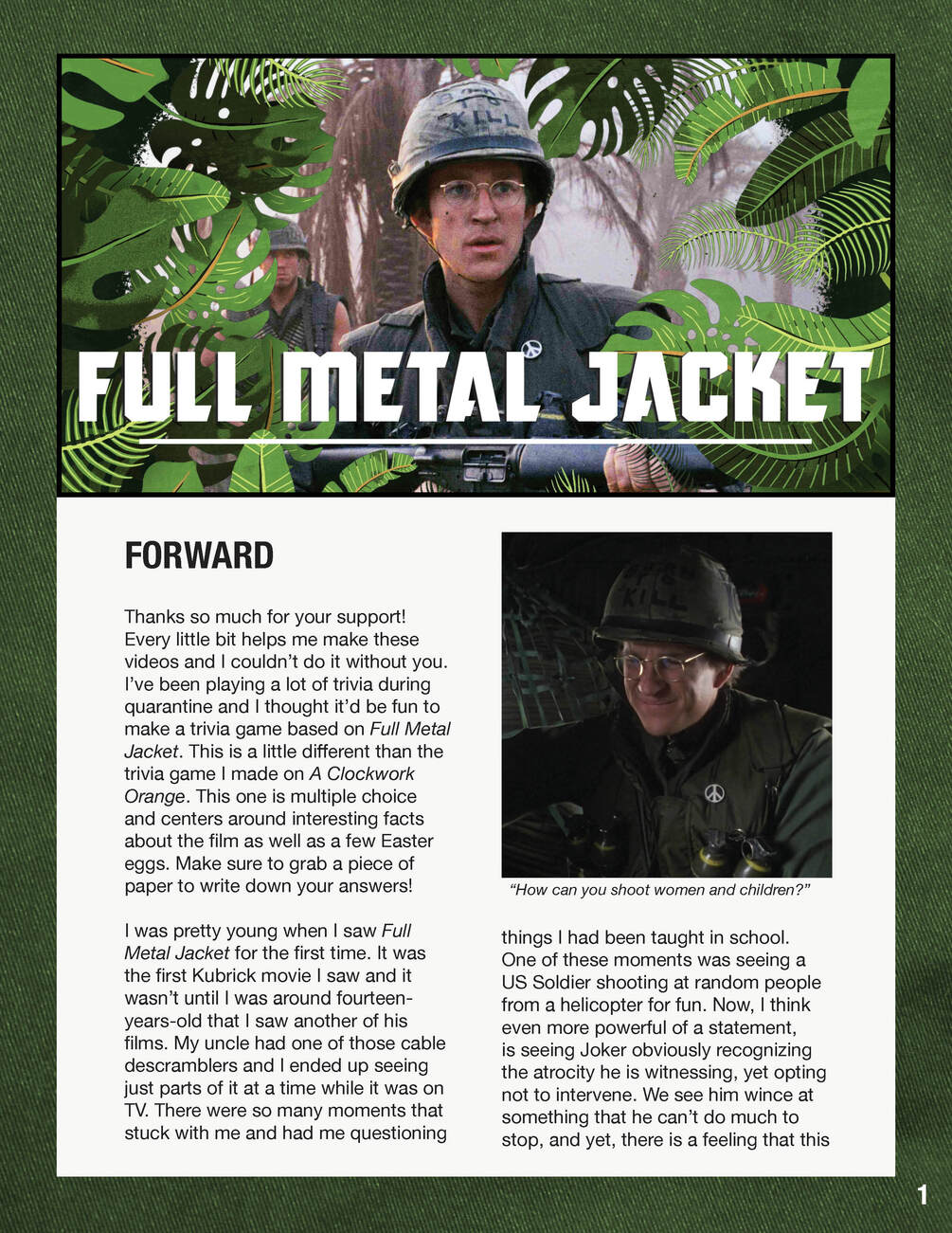 [PDF] Full Metal Jacket Trivia Game