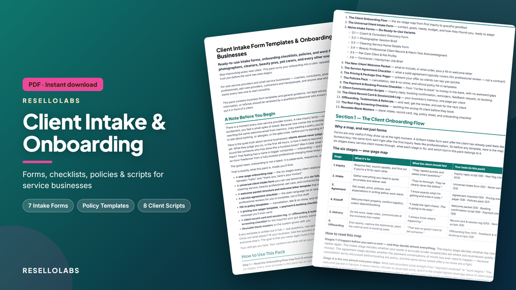 Client Intake Form Templates & Onboarding Pack