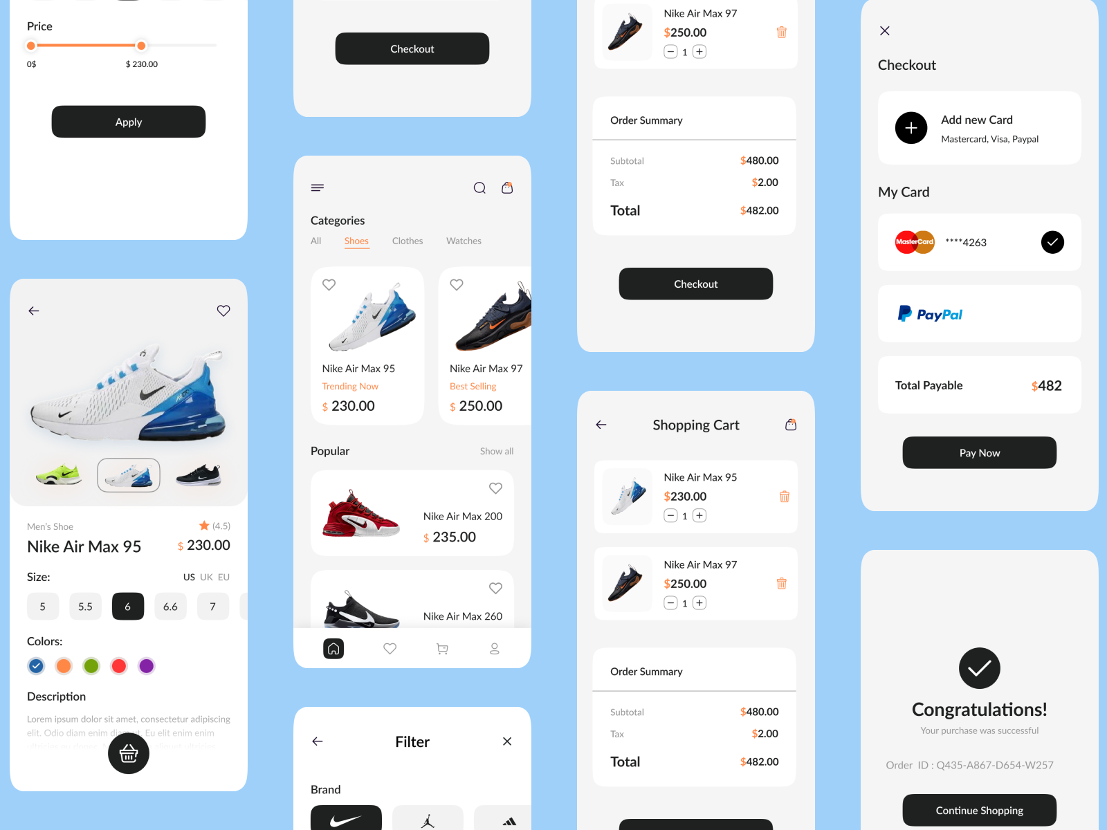 Nike Men Shoes Mobile app UX UI Design