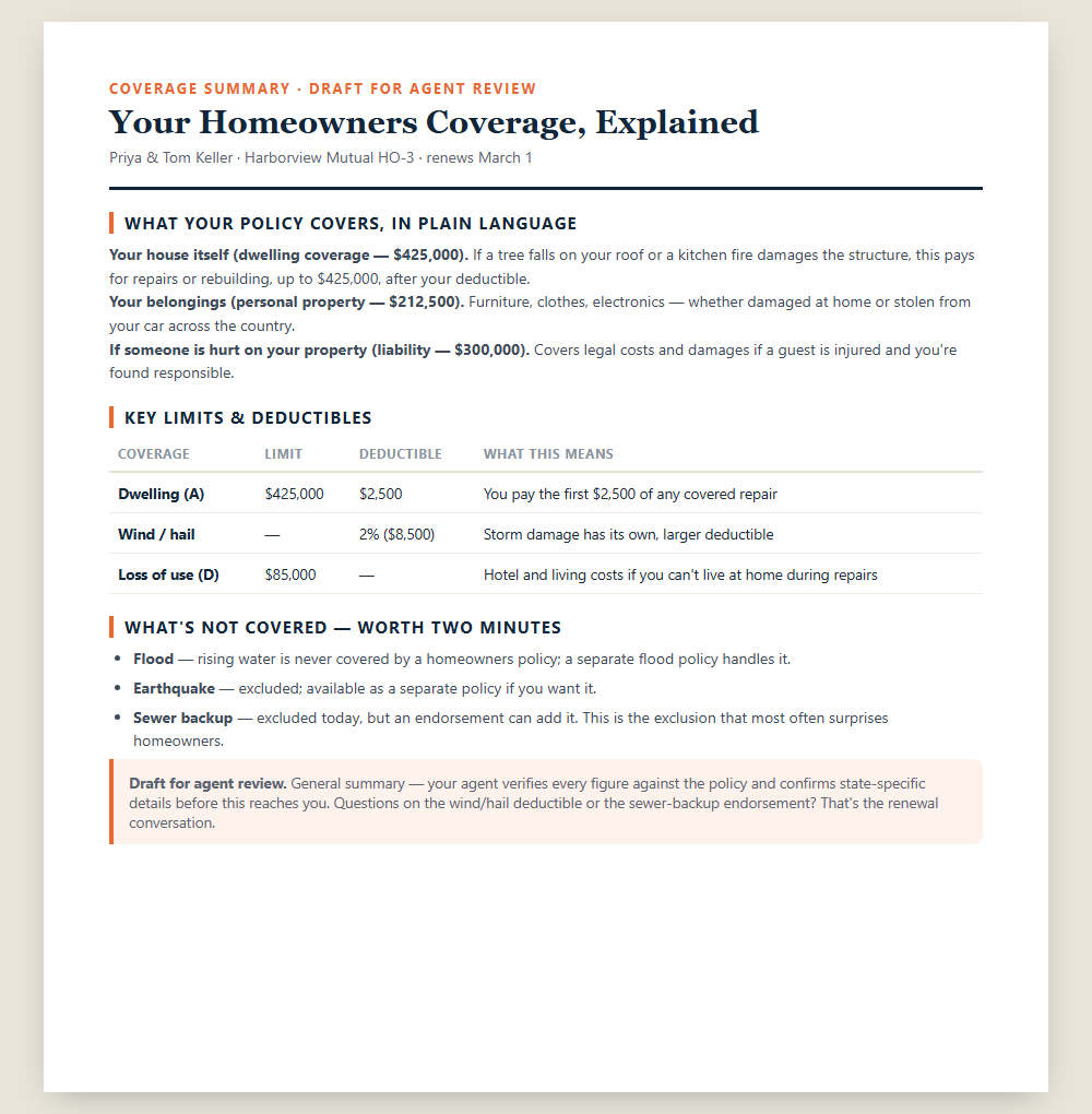 You need a policy summary.