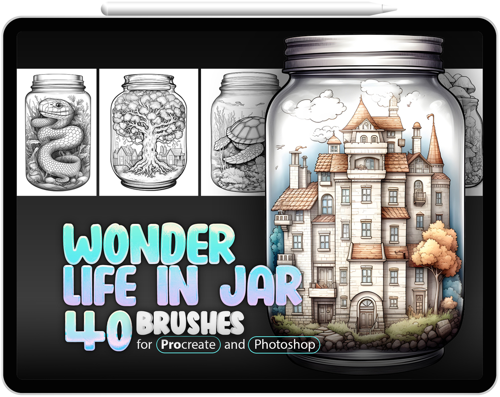 40 Wonder Life In Jar Brushes Collection for Procreate and Photoshop by ProCreativeBreeze