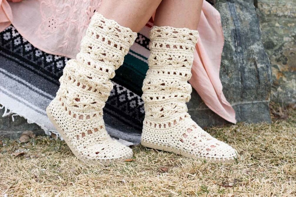 Coachella Boots with Flip Flop Soles - Crochet Pattern PDF