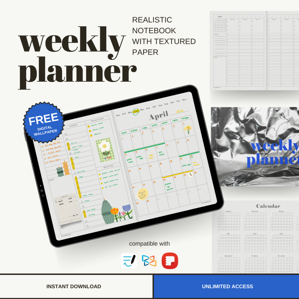 Undated Weekly Digital Planner by becomingme.