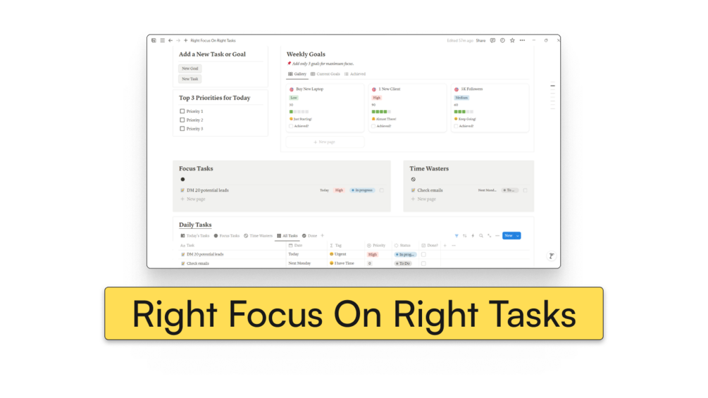 Right Focus On Right Tasks System