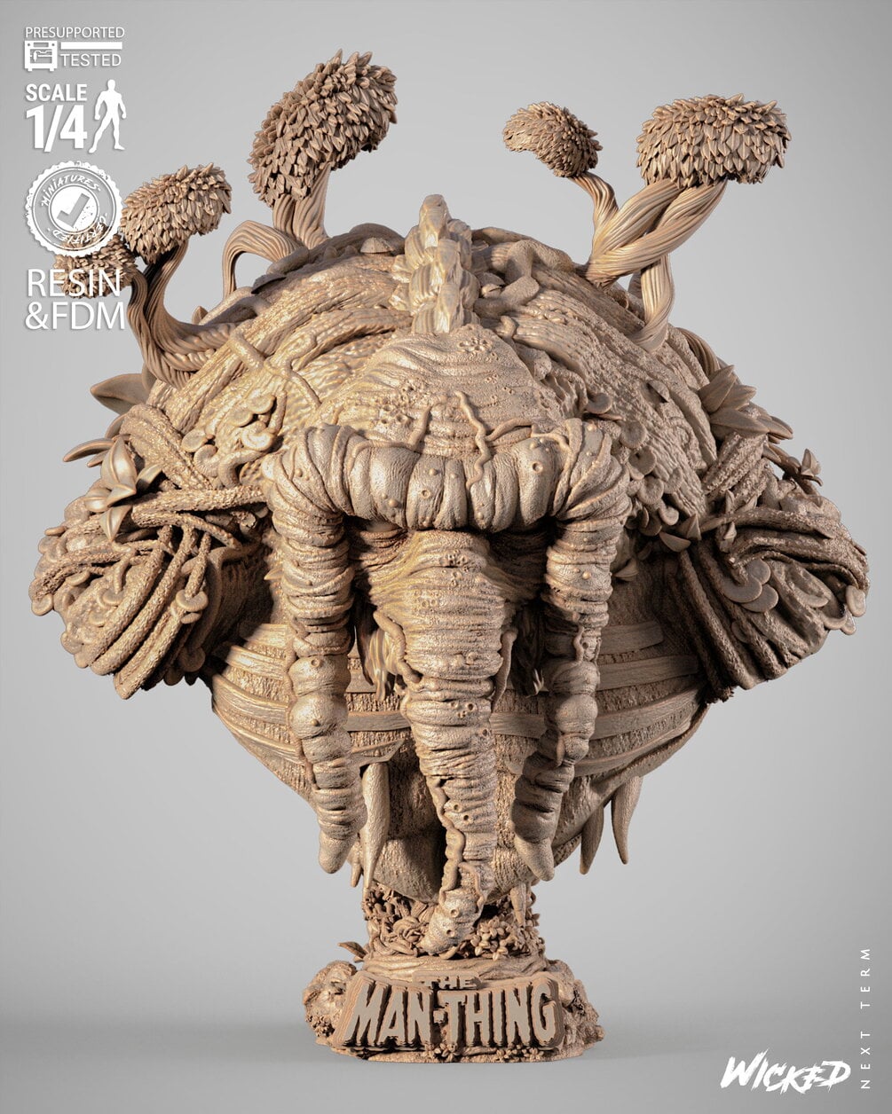 Wicked Marvel September 2025 Term Man Thing Portrait Bust: Tested and ready for 3D printing