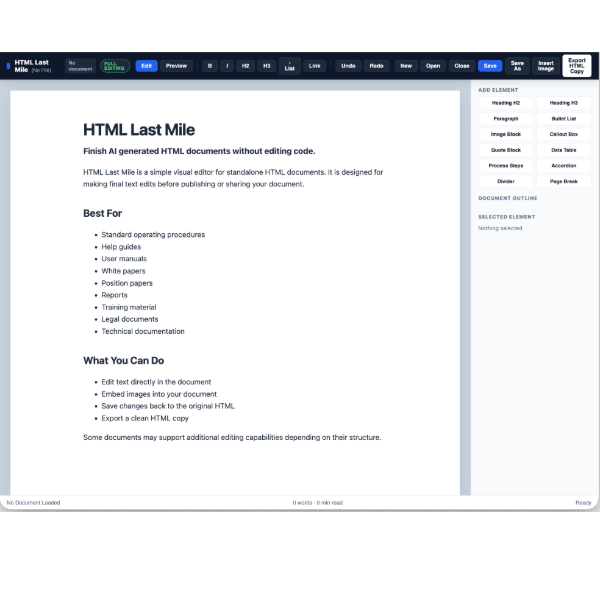 HTML Last Mile Editor — Image 1