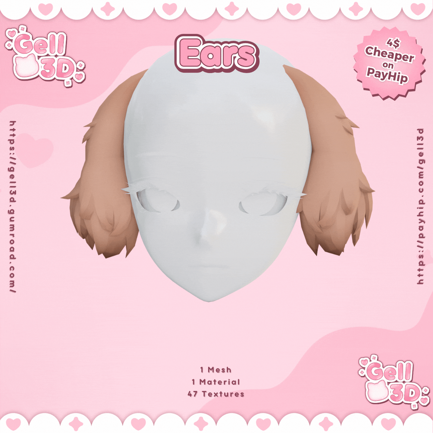 Ears (#10) Long Fluffy - Puppy Dog - Bunny Rabbit - VRChat Asset