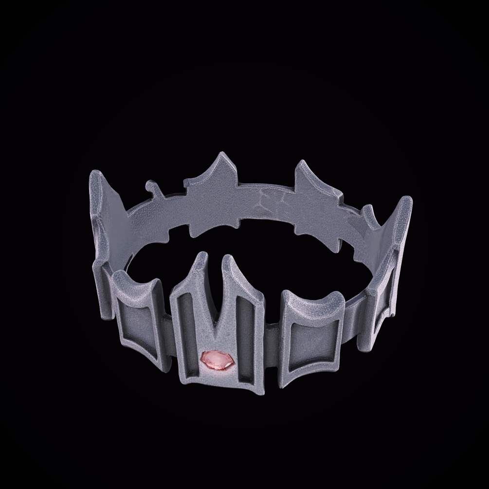 EMBERSTEEL CROWN — blackened iron circlet with obsidian points and ruby for VRChat